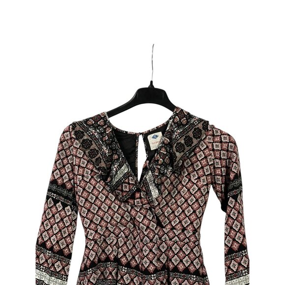 Wild Blue Sadie Robertson Women Romper Long Sleeve Size S Floral Geometric - Picture 2 of 8